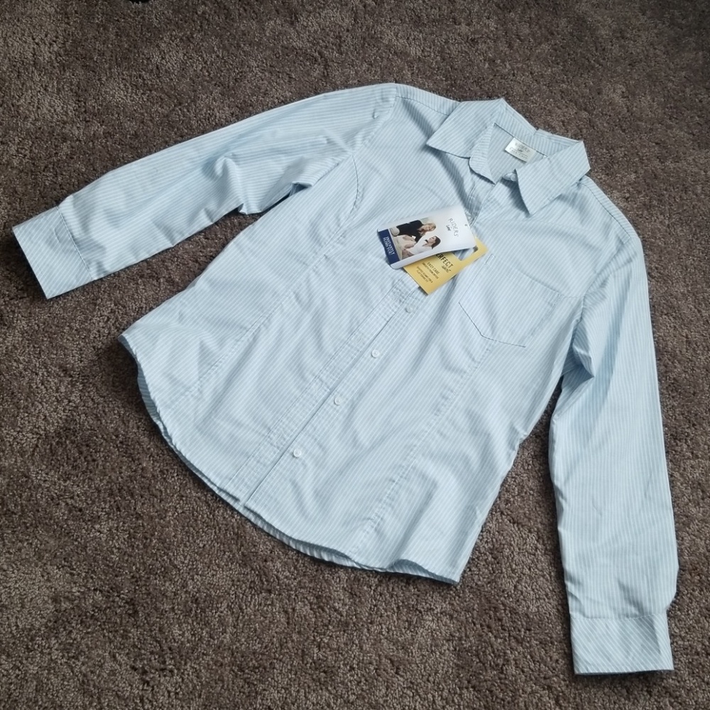 Long Sleeve baby blue and white stripes